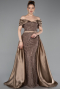 Light Brown Long Beaded Evening Dress ABU5400