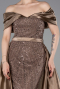 Light Brown Long Beaded Evening Dress ABU5400