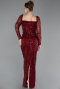 Burgundy Long Beaded Evening Dress ABU5699