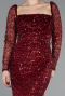Burgundy Long Beaded Evening Dress ABU5699