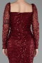 Burgundy Long Beaded Evening Dress ABU5699