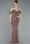 Light Brown Long Beaded Evening Dress ABU5557