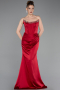 Long Burgundy Satin Mermaid Evening Gown ABU6109