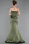Long Olive Drab Satin Mermaid Evening Gown ABU6109