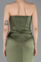 Long Olive Drab Satin Mermaid Evening Gown ABU6109