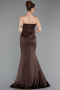 Long Dark Brown Satin Mermaid Evening Gown ABU6109