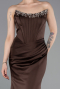 Long Dark Brown Satin Mermaid Evening Gown ABU6109