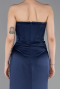 Long Navy Blue Satin Mermaid Evening Gown ABU6109