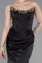 Long Black Satin Mermaid Evening Gown ABU6109