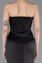 Long Black Satin Mermaid Evening Gown ABU6109