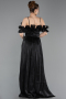 Long Black Chiffon Prom Gown ABU6110