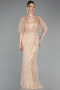 Gold Long Beaded Plus Size Evening Dress ABU5722