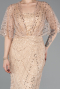 Gold Long Beaded Plus Size Evening Dress ABU5722