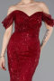 Burgundy Long Beaded Evening Dress ABU5557