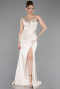 Beige Long Satin Prom Gown ABU5923