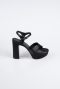 Black Satin Platform Heel ABS2104