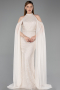 Long Beige Beaded Evening Dress ABU6117