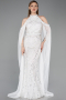 Long White Beaded Evening Dress ABU6117