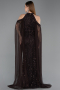 Long Brown Beaded Evening Dress ABU6117