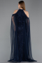 Long Navy Blue Beaded Evening Dress ABU6117