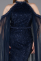 Long Navy Blue Beaded Evening Dress ABU6117