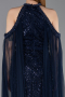 Long Navy Blue Beaded Evening Dress ABU6117