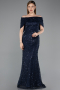 Long Navy Blue Dantelle Prom Gown ABU6119