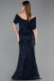 Long Navy Blue Dantelle Prom Gown ABU6119