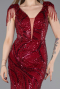 Burgundy Long Beaded Plus Size Evening Dress ABU5336