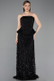 Long Black Scaly Evening Dress ABU6124