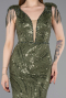 Olive Drab Long Beaded Evening Dress ABU5637
