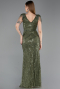 Olive Drab Long Beaded Evening Dress ABU5637