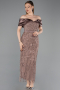 Light Brown Midi Beaded Party Dress ABK2453