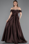 Brown Long Satin Evening Dress ABU5530