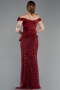 Burgundy Long Beaded Evening Dress ABU5616