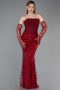 Burgundy Long Beaded Evening Dress ABU5922