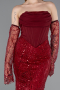Burgundy Long Beaded Evening Dress ABU5922