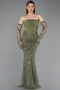 Olive Drab Long Beaded Evening Dress ABU5922