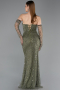 Olive Drab Long Beaded Evening Dress ABU5922