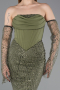 Olive Drab Long Beaded Evening Dress ABU5922