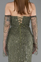 Olive Drab Long Beaded Evening Dress ABU5922