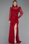 Burgundy Long Dantelle Evening Dress ABU5771