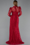 Burgundy Long Dantelle Evening Dress ABU5771