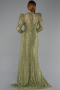 Olive Drab Long Dantelle Evening Dress ABU5771