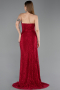 Burgundy Long Dantelle Evening Dress ABU5771