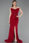 Burgundy Long Dantelle Evening Dress ABU5771