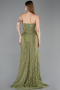 Olive Drab Long Dantelle Evening Dress ABU5771