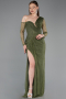 Olive Drab Long Dantelle Evening Dress ABU5618
