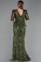 Olive Drab Long Scaly Evening Dress ABU5621