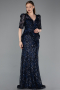 Navy Blue Long Scaly Evening Dress ABU5621